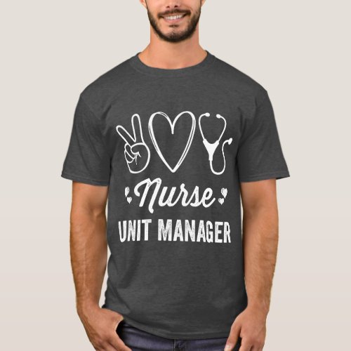 Nurse Unit Manager Cute Heart Stethoscope Vintage  T_Shirt