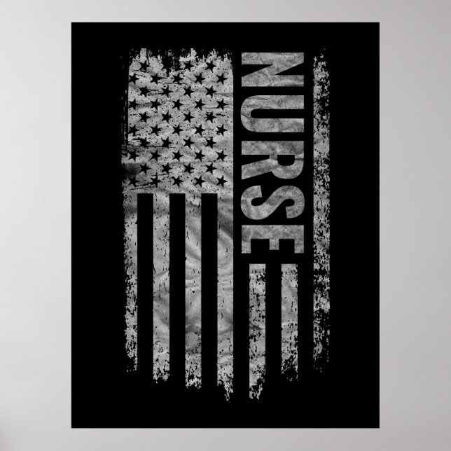 Nurse USA Flag Distressed design Poster (Front)