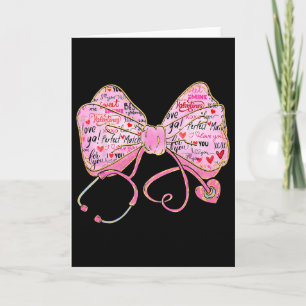 Nurse Valentine Day 2025 Coquette Stethoscope Bow Card