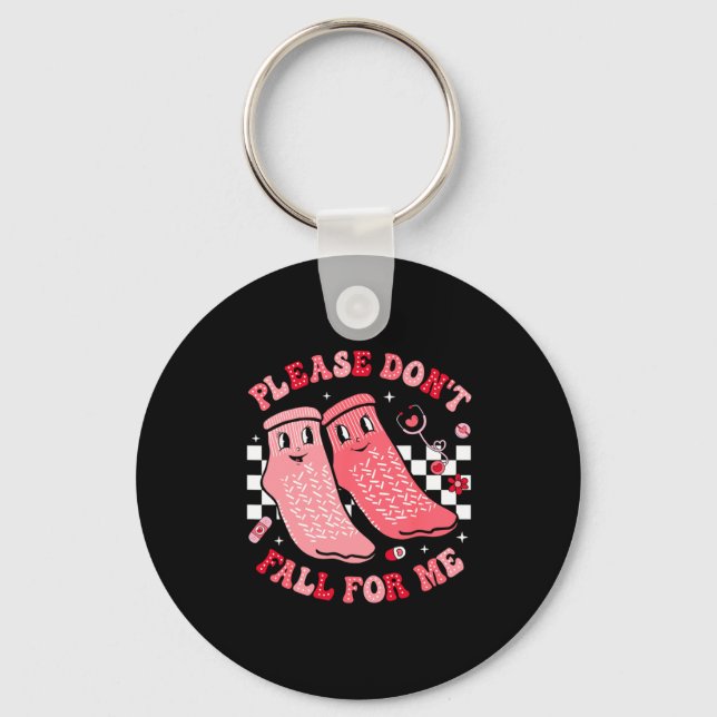 Nurse Valentine Non Slip Socks Please Dont Fall F  Keychain (Front)