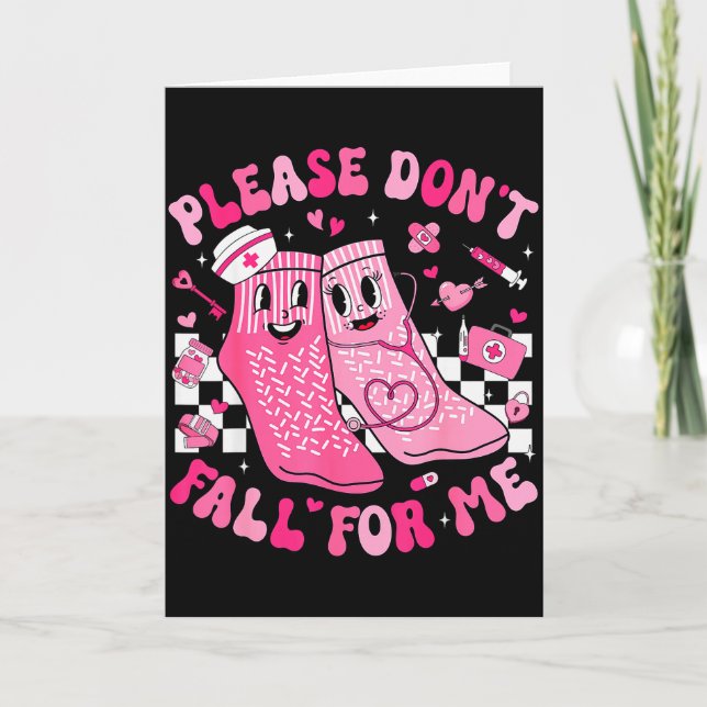 Nurse Valentine Non Slip Socks Please Dont Fall Fo Card (Front)