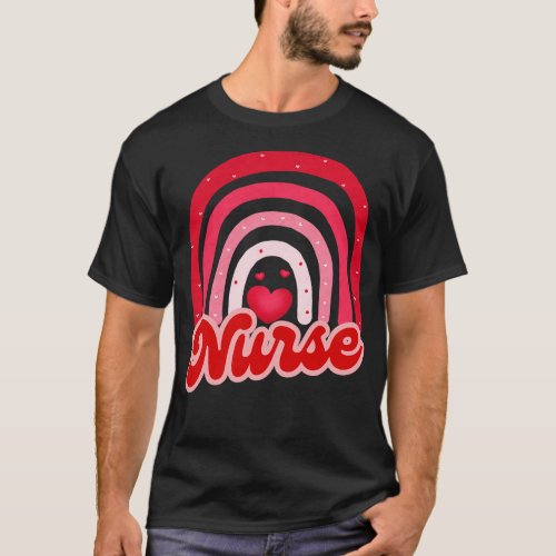 Nurse Valentine Rainbow Cute Valentines Day T_Shirt