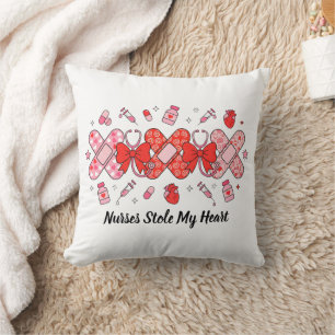 Nurse Valentine XOXO Bandage Stethoscope Medical Throw Pillow