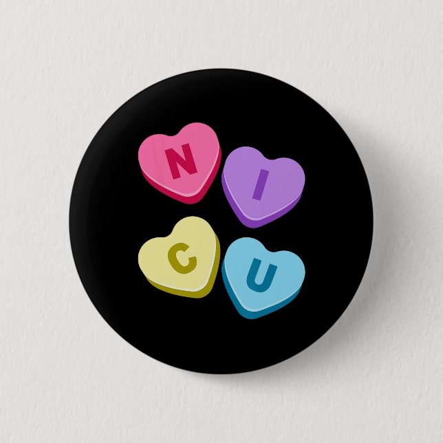 Nurse Valentines Day - Candy Valentine Hearts Nicu Button (Front)