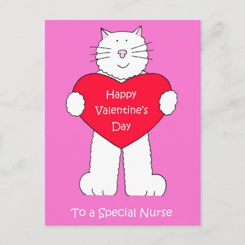 Nurse Valentines Day Cat Holiday Postcard