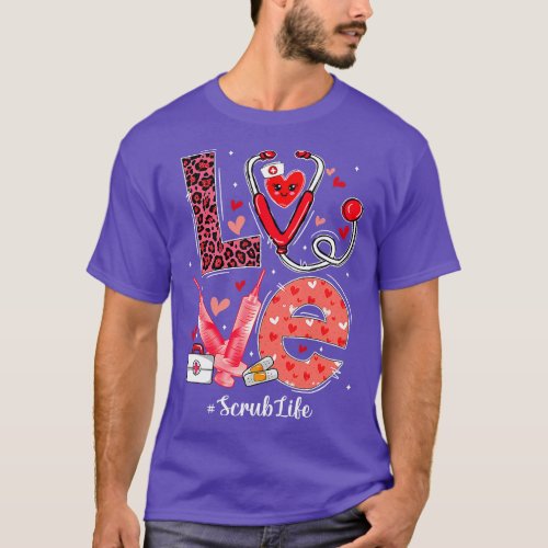Nurse Valentines Day Funny LOVE Heart Stethoscope  T_Shirt