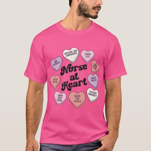 Nurse Valentines Day Funny Retro Conversation Hear T_Shirt