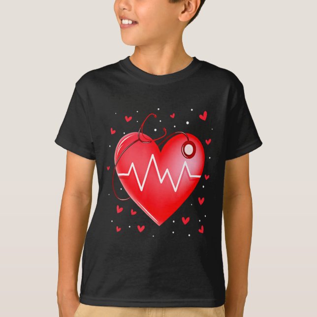 Nurse Valentines Day Heart Stethoscope 2 _1  T-Shirt (Front)