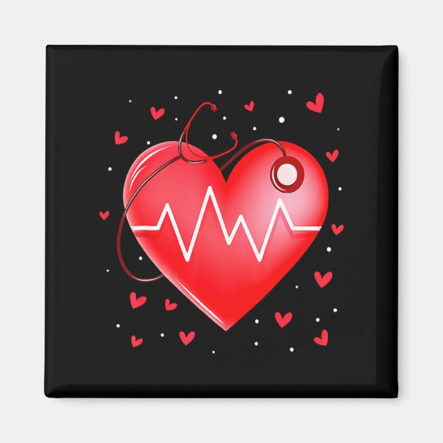 Nurse Valentines Day Heart Stethoscope 2  Magnet (Front)