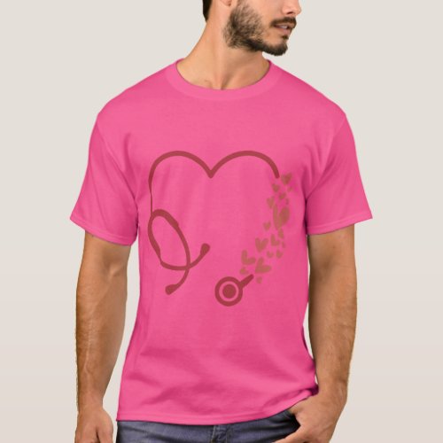 Nurse Valentines Day Heart Stethoscope Love Nursin T_Shirt