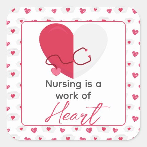 Nurse Valentines Day Medical Cute Pink Heart  Square Sticker