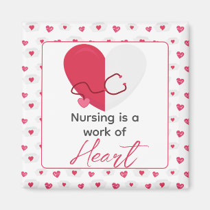 Nurse Valentines Day Medical Pink Heart Gift Magnet