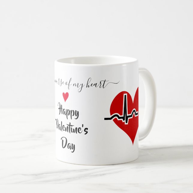 Nurse Valentines Day red heartbeat pulse Coffee Mug (Front Right)
