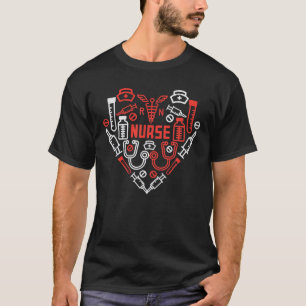 Nurse Valentines Day Scrub RN ICU ER Love Stethosc T-Shirt