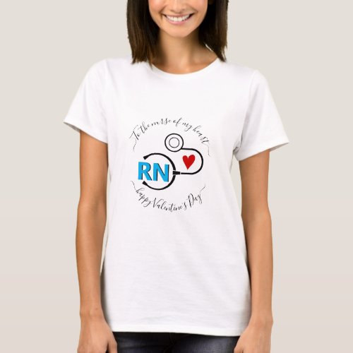 Nurse Valentines Day stethoscope blue RN T_Shirt