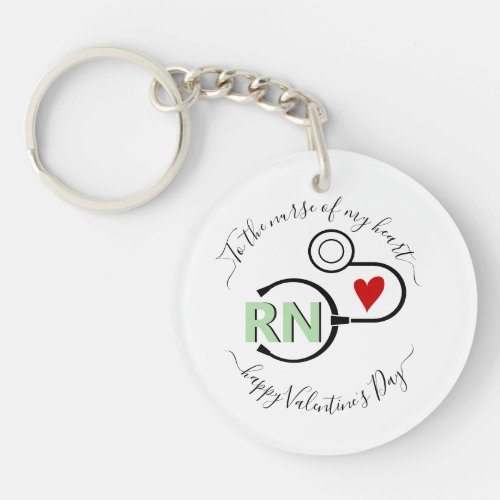 Nurse Valentines Day stethoscope mint green RN Keychain
