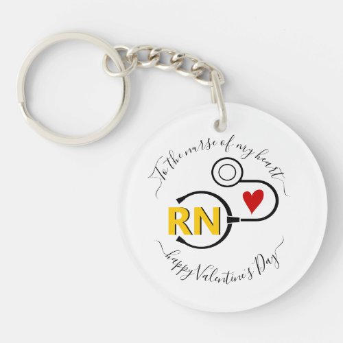 Nurse Valentines Day stethoscope yellow RN Keychain