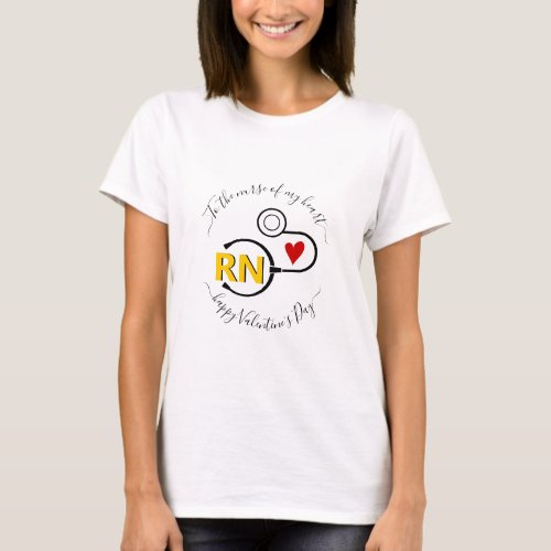 Nurse Valentines Day stethoscope yellow RN T_Shirt