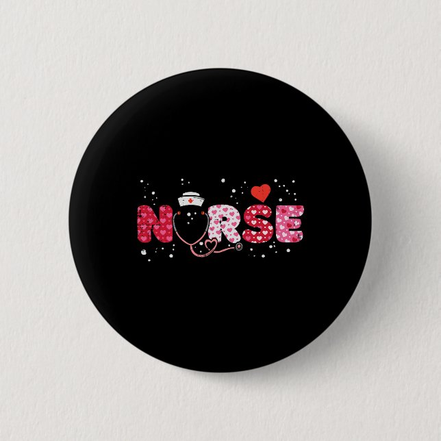 Nurse Valentines Day Valentine Scrub Top Women Scr Button (Front)