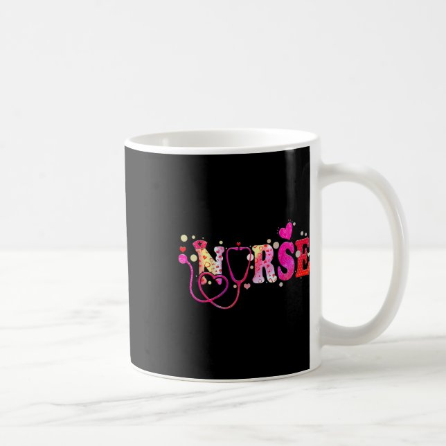 Nurse Valentines Day Valentine Scrub Top Women Scr Coffee Mug (Right)