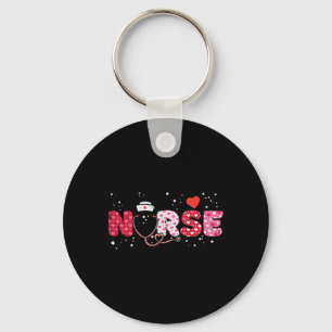 Nurse Valentines Day Valentine Scrub Top Women Scr Keychain
