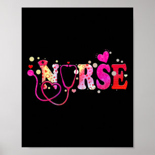 Nurse Valentines Day Valentine Scrub Top Women Scr Poster