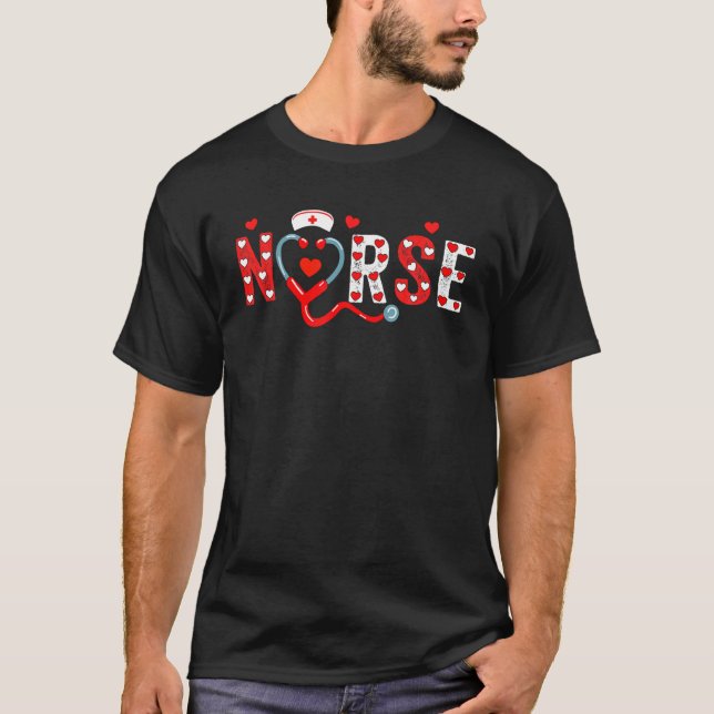 Nurse Valentines Day Valentine Scrubs For Women T-Shirt (Front)