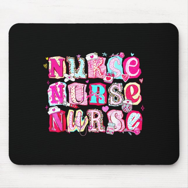 Nurse Valentines Stethoscope Valentine Nursing Gir Mouse Pad (Front)