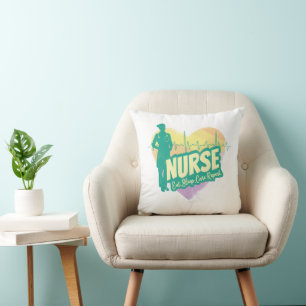 Nurse Vintage Design with Heartbeat Motif Throw Pillow