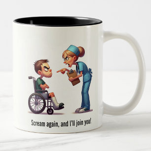 Nurse vs Spoiled Brat Showdown Two-Tone Coffee Mug