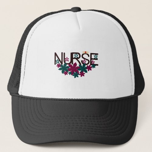 Nurse wFlowers Trucker Hat