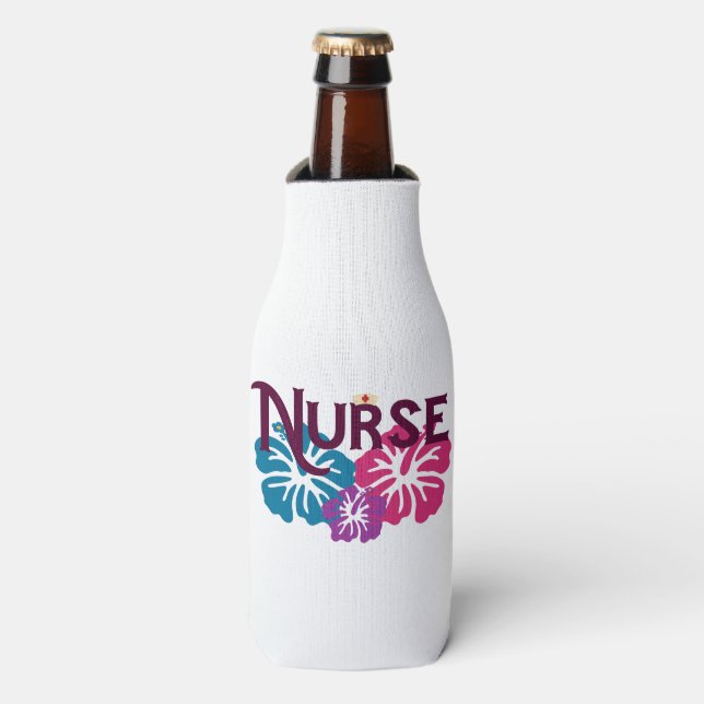 Nurse w-Hibiscus Bottle Cooler (Bottle Front)