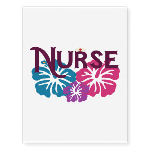 Nurse w-Hibiscus Temporary Tattoos