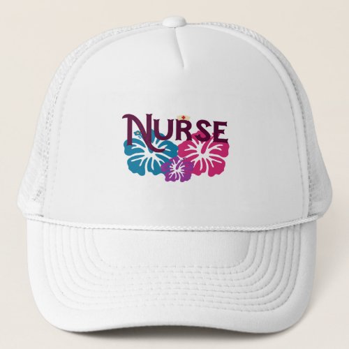 Nurse w_Hibiscus Trucker Hat