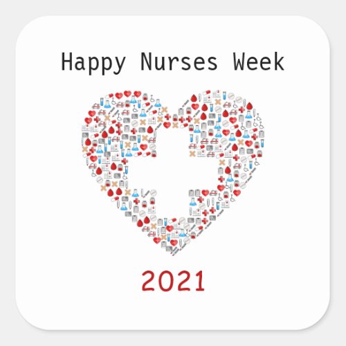 Nurse week healthcare doctor heart appreciation square sticker