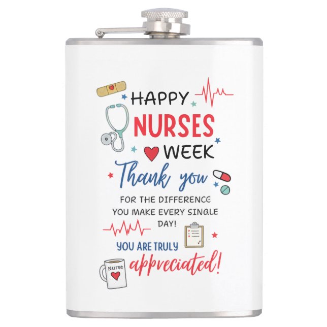Nurse Week Sign Printable Appreciation Nurse Thank Flask (Front)