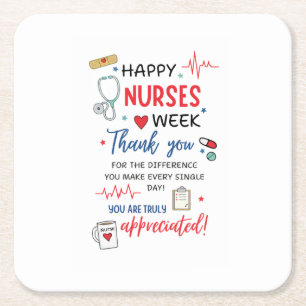 Nurse Week Sign Printable Appreciation Nurse Thank Square Paper Coaster