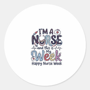 Nurse Week Vintage Typography Shirt Design_1 Classic Round Sticker