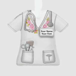 Nurse White Roses medical scrubs ornament