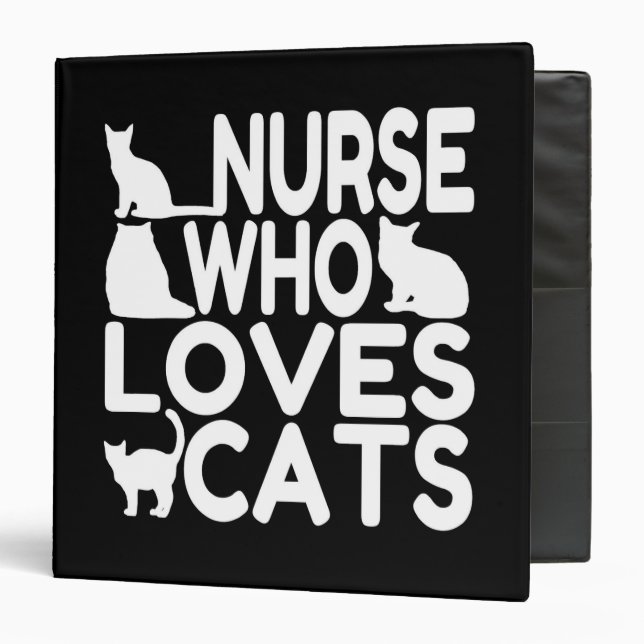 Nurse Who Loves Cats 3 Ring Binder (Front/Inside)