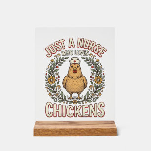 Nurse Who Loves Chickens Vintage Shirt Design_1 Acrylic Sign