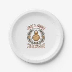 Nurse Who Loves Chickens Vintage Shirt Design_1 Paper Plates