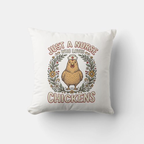 Nurse Who Loves Chickens Vintage Shirt Design_1 Throw Pillow