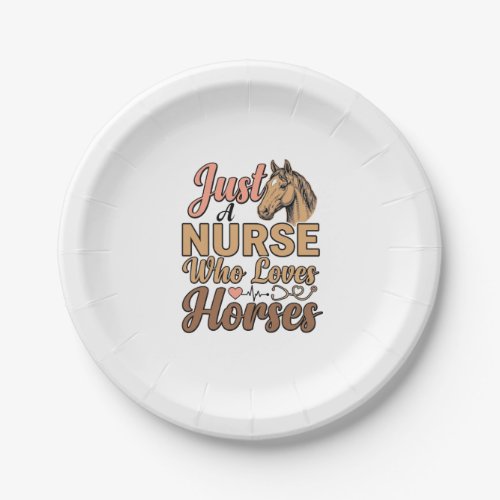 Nurse Who Loves Horses Vintage Engraving Shirt Des Paper Plates