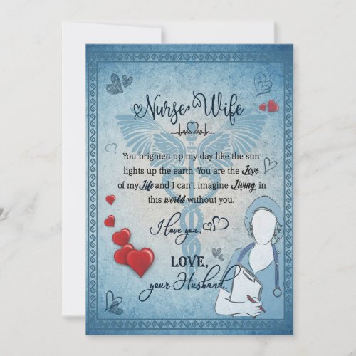 Nurse Wife Gift  Letter To Wife From Husband Holiday Card