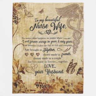 Nurse Wife Gifts Letter To My Beautiful Wife Fleece Blanket