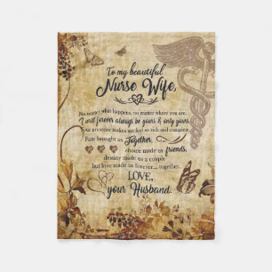 Nurse Wife Gifts Letter To My Beautiful Wife Fleece Blanket