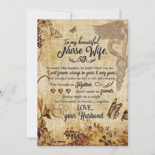 Nurse Wife Gifts  Letter To My Beautiful Wife Holiday Card