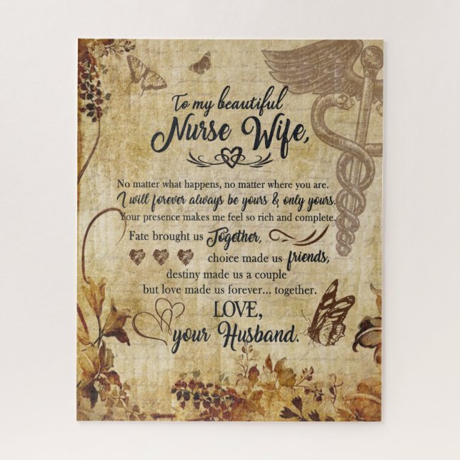 Nurse Wife Gifts | Letter To My Beautiful Wife Jigsaw Puzzle (Vertical)