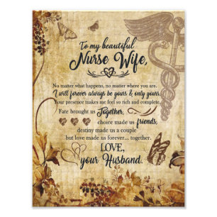 Nurse Wife Gifts Letter To My Beautiful Wife Photo Print